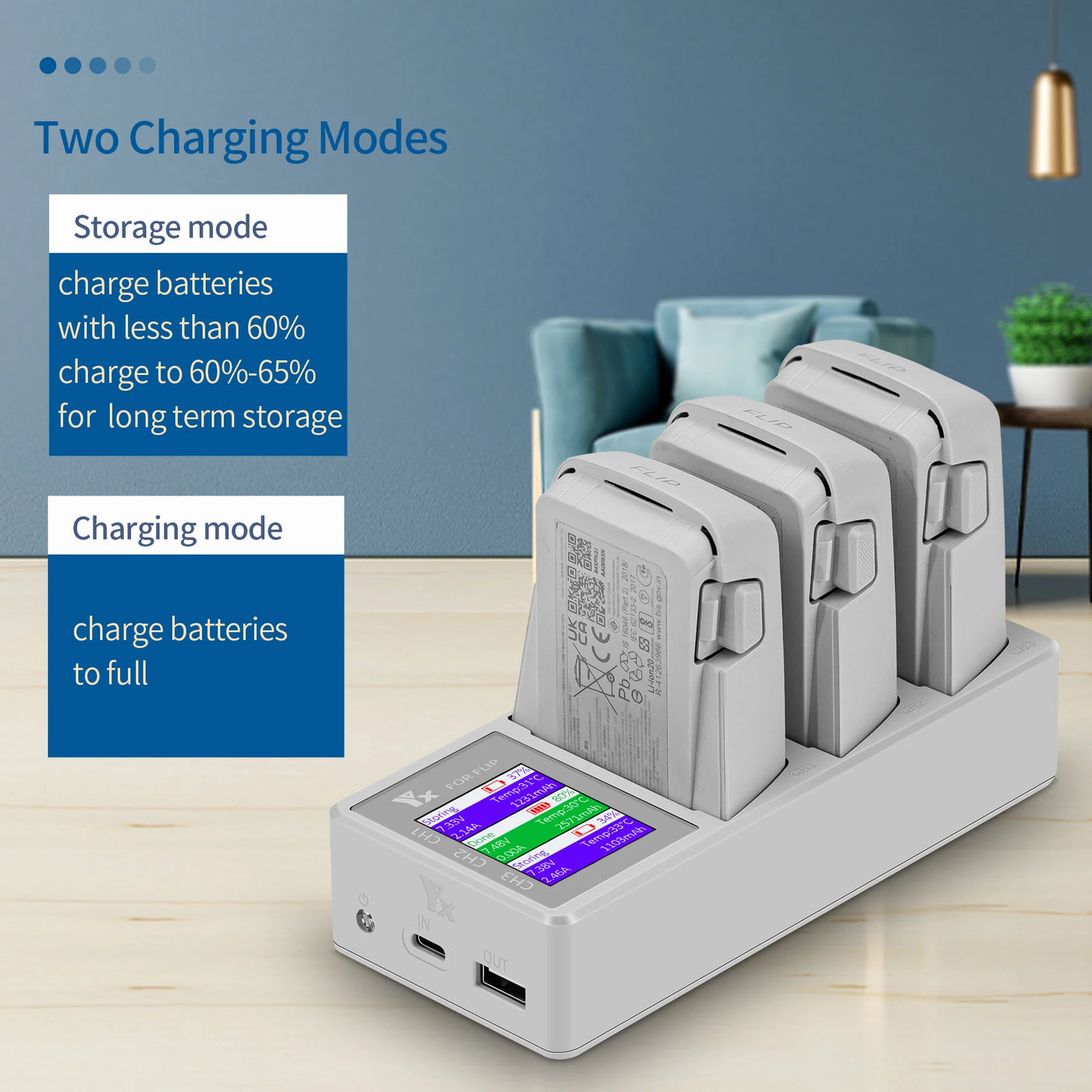 3 IN 1 Battery Charger For DJI Flip Drone Parallel Charging Hub Charging Board With Display Monitor Parts