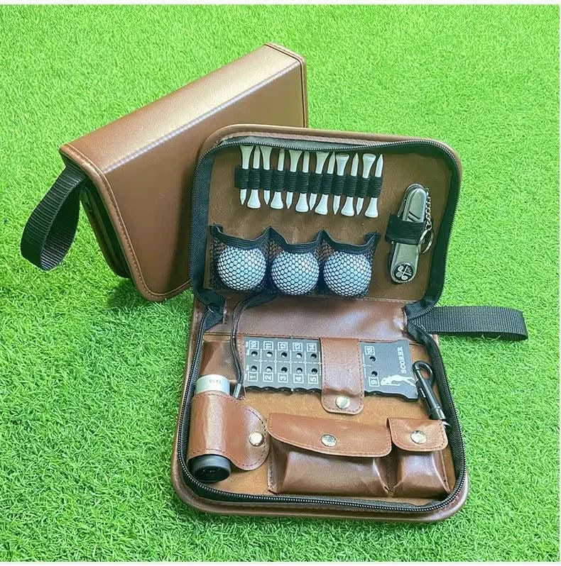 Golf tool kit, golf accessory kit, convenient to carry, multifunctional, large capacity storage leather bag
