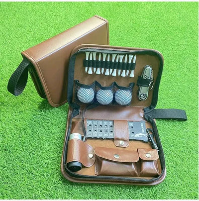 Golf tool kit, golf accessory kit, convenient to carry, multifunctional, large capacity storage leather bag