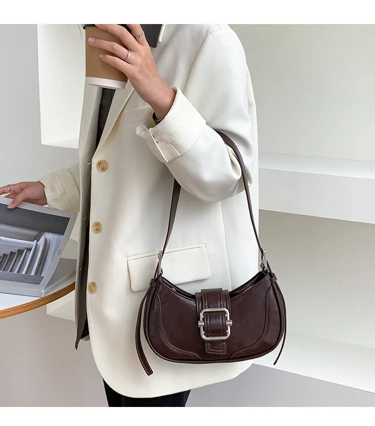 Fashion Handbags For Women Half-moon Leather Hasp lady Shoulder Crossbody Bag Luxury Designer Ladies Underarm Bags Hobo coffee
