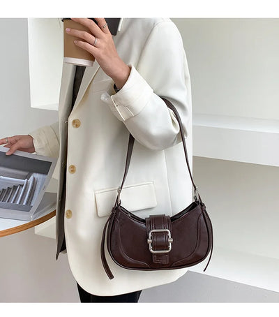 Fashion Handbags For Women Half-moon Leather Hasp lady Shoulder Crossbody Bag Luxury Designer Ladies Underarm Bags Hobo coffee