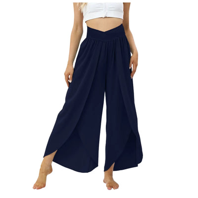 Women Wide Leg Pants High Waisted Yoga Hippie Casual Wear Boho Beach Palazzo Pants Women Jogging Trousers Korean Chiffon