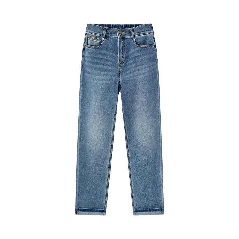 Semir 2023 Women Jeans Autumn New Rolled-edge Straight-leg Pants Slimming Trousers for Women