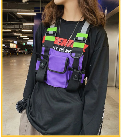 Multi-pocket Vest Bag for Men, Reflective Chest Bags, outdoor sport backpack сумка мужская bolso hombre bag for men mochilas 가방