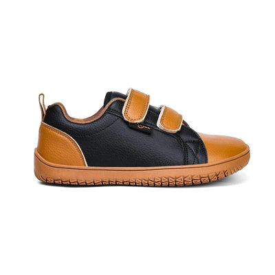Kids Lightweight Hook Loop Artificial Leather Walking Shoes | Boys Girls Wide Toe Minimalist Fashion Flat Sneakers