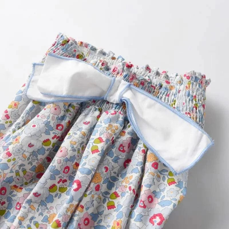 Summer Clothes Set for Baby Girls Kids Kawaii Vest Tops and Floral Printed Butt Pants Children Korean Style Casual Playwear