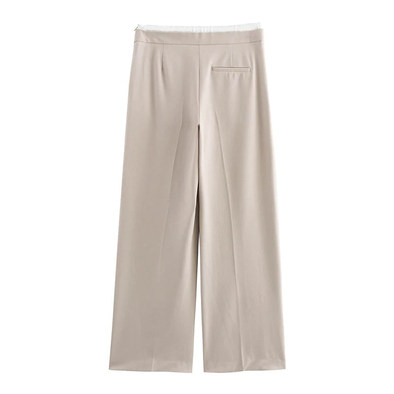 Wide Leg Pants For Women Straight Autumn Coffee Tie Up Casual Trousers Women Gray Loose Pants Ladies Black Trousers Office