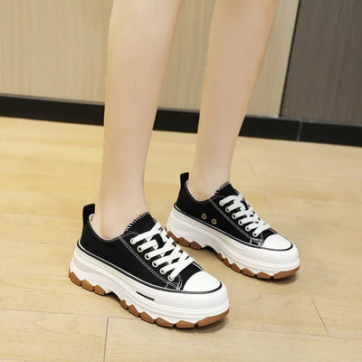 Fashion Designer Women Canvas Shoes Summer New High Platform Sneakers Female Casual Tennis Shoe Increase All-match Zapatos Mujer
