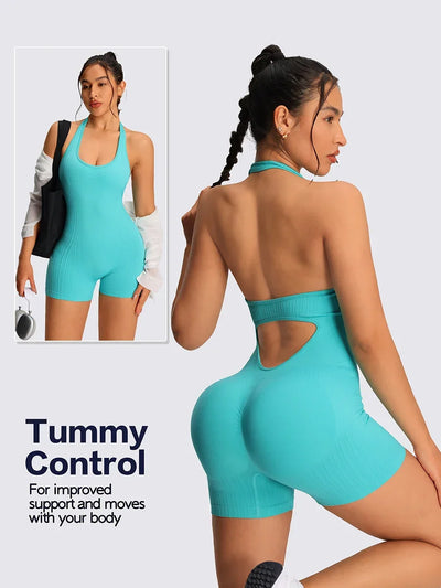 Summer Rompers Sportswear Woman Gym Combi-pants Women Jumpsuits Sport Yoga Clothes Female Fitness Overalls Shorts Bodysuit