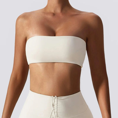 Women Strapless Bra Padded Top Stretchy Fitness Yoga Tops