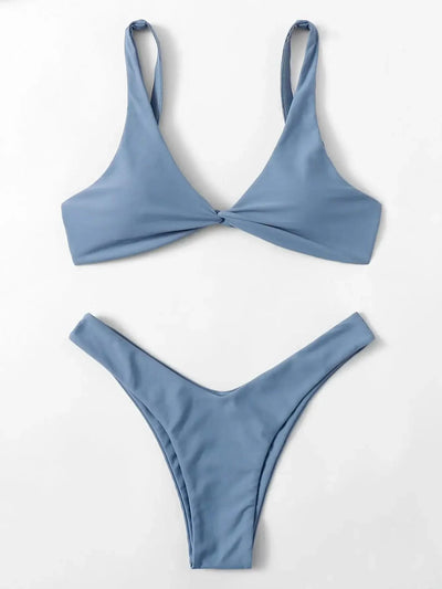 OIINAA Bathing Suit Women Solid Sexy Swimsuit Bow Tie Drawstring Lace Up Summer Bikini Set Two-pieces Beachwear Thong Biquinis