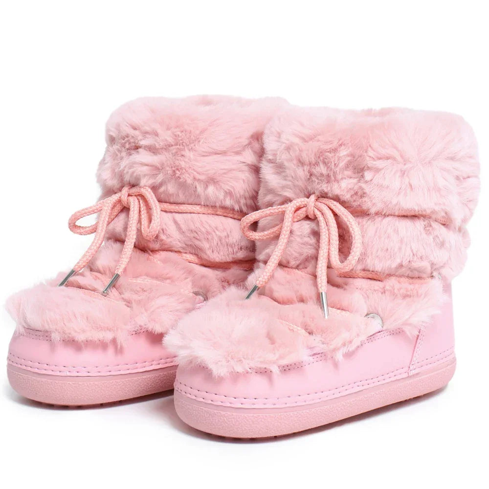 Snow Boots for Women Hairy Fuzzy Fluffy Furry Fur Boots 2025 Winter Boots for Women Waterprrof Pink Black White Fur Snow Boots
