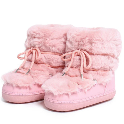 Snow Boots for Women Hairy Fuzzy Fluffy Furry Fur Boots 2025 Winter Boots for Women Waterprrof Pink Black White Fur Snow Boots