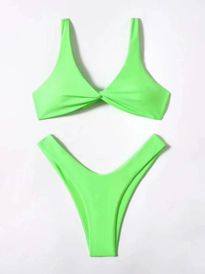OIINAA Bathing Suit Women Solid Sexy Swimsuit Bow Tie Drawstring Lace Up Summer Bikini Set Two-pieces Beachwear Thong Biquinis