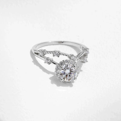 MODIAN Moissanite Ring Delicate Lab Diamond Halo Ring 925 Sterling Silver Crown Luxury Rings for Women Wedding Fine Jewelry