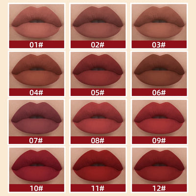 QIBEST Matte Liquid Lipstick Waterproof Long Lasting Velvet Lip Gloss Tint Tube Matte Nude Pigment Red Lipgloss Lips Makeup