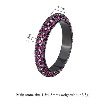 Luxury 1.5MM Ruby Sapphire Black Ring for Women Gemstone Lab Diamond Party Fine Jewelry Accessories Band Girl Ring Birtyday Gift