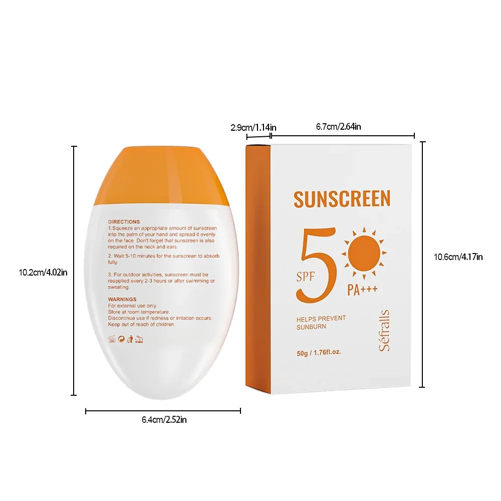 Séfralls SPF50 PA+++ Sunscreen 50g: UV Protection, Moisturizing, Fast-Absorbing Refreshing Lotion for Face & Body sol de janeiro
