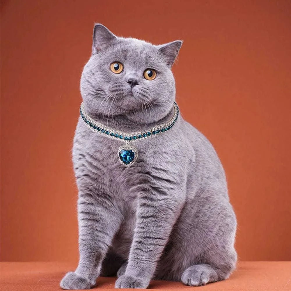 Rhinestone Pet Collars Sparkling 3 Rows Crystal Diamond Cat Small Dog Wedding Collar Puppy Girl Bling Necklace Pendant Jewelry