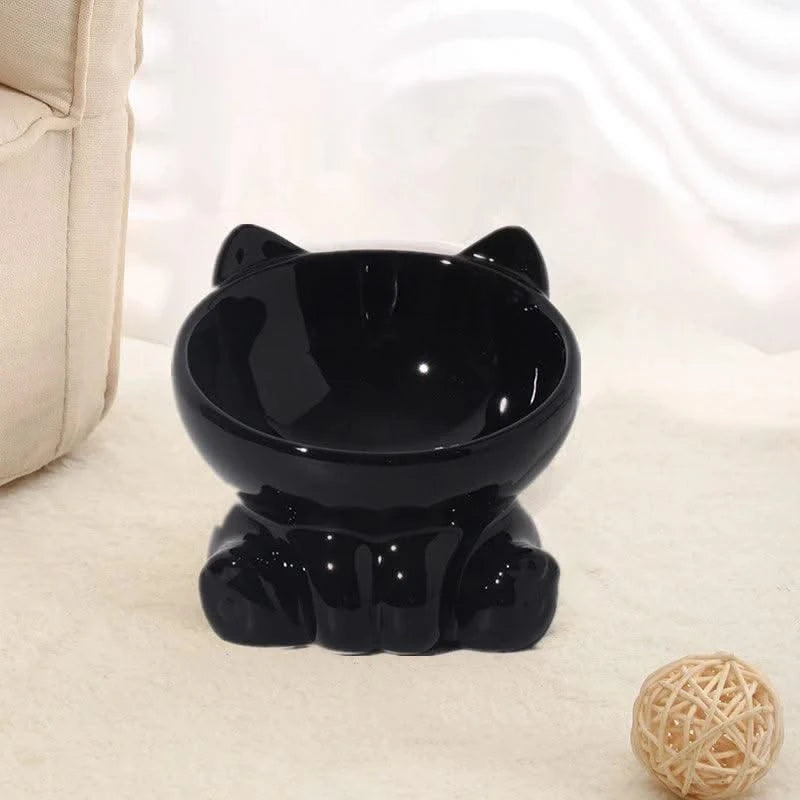 Cat And Dog Rice Bowl Pet Accessories Ceramic Diagonal High Feet Stable Cute Protection Cervical Spine Cat Dog Drinking Bowls ﻿