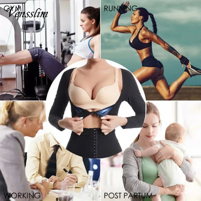 Upper Arm Shapers Compression Long Sleeves Women Arms Sauna Shapewear Shoulder Breast Support Push Up Fat Burner Sweat Corset