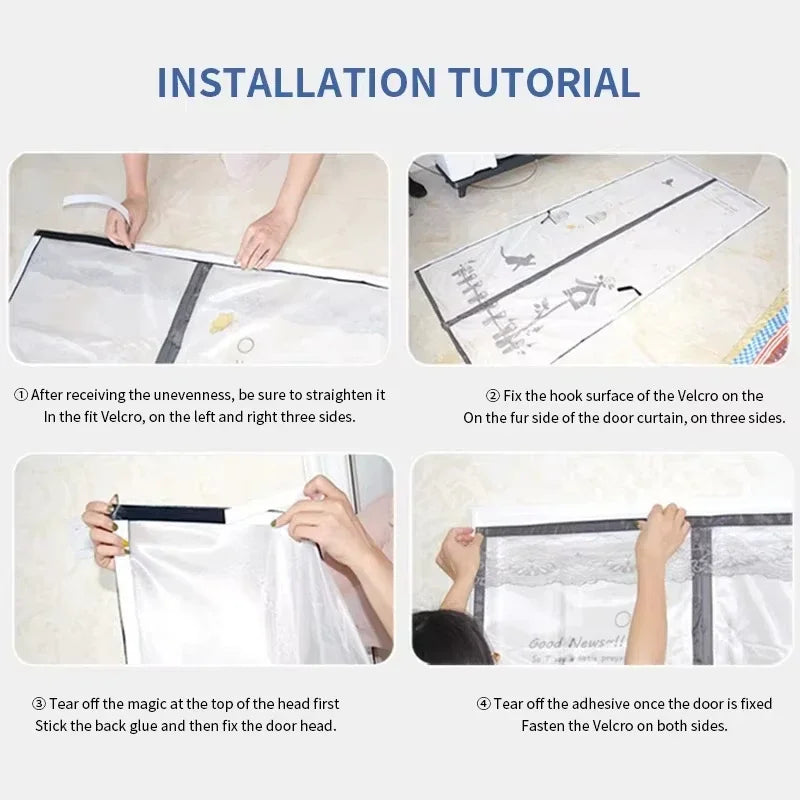 Magic Mesh Magnetic Screen Door - Reinforced Polyester Mosquito Net Curtain, Auto-Close Insect Proof & Dustproof, No Drill