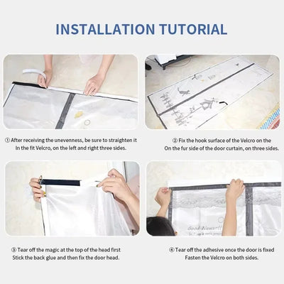 Magic Mesh Magnetic Screen Door - Reinforced Polyester Mosquito Net Curtain, Auto-Close Insect Proof & Dustproof, No Drill