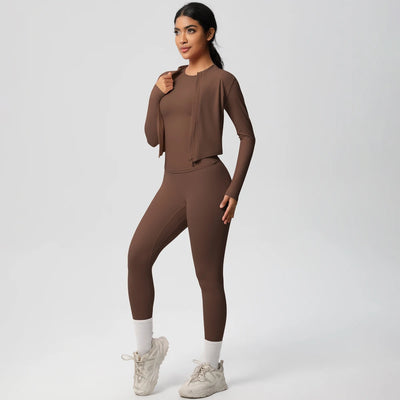 Women Sportswear Yoga Set Workout Clothes Athletic Wear Sports Gym Legging Fitness Top Long Sleeve Yoga Suit ﻿