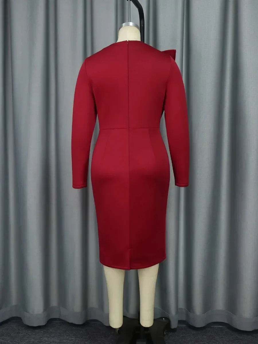 Customized Elegant Church Dresses for Women Party Bodycon Long Sleeves with Lace Appliques Sheath Classy Occasion African Weddin
