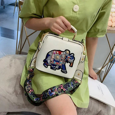 Fashion Women Leather Handbag Messenger Bag Purses Satchels Designer Luxury Handbags Crossbody Bags Elephant Embroidered Bags