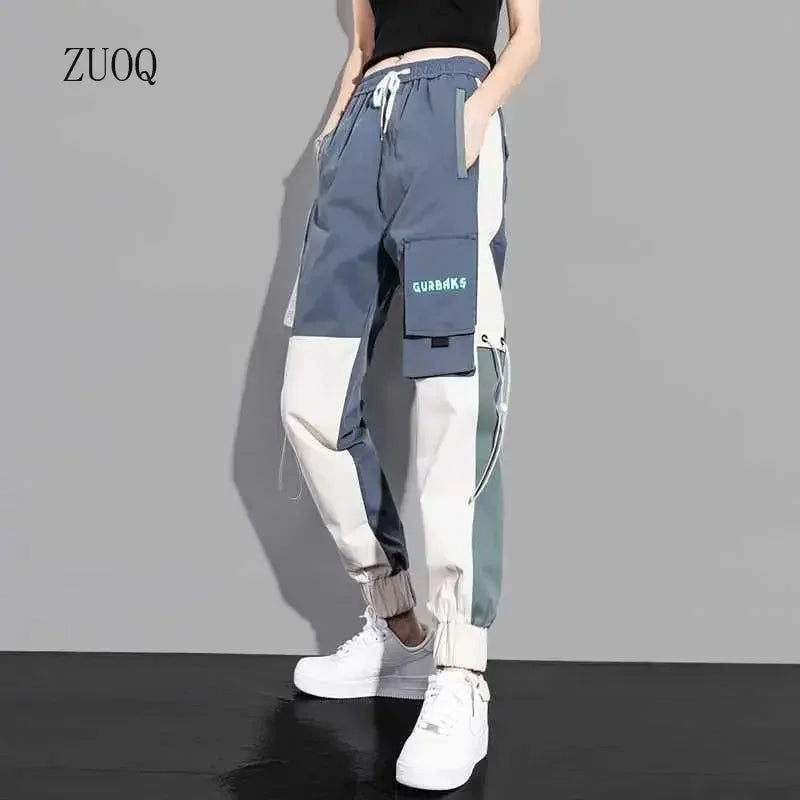 New Big Pockets Cargo Pants Women Ankle-length High Waist Drawstring Loose Streetwear Hip Hop Versatile Joggers Trousers Female