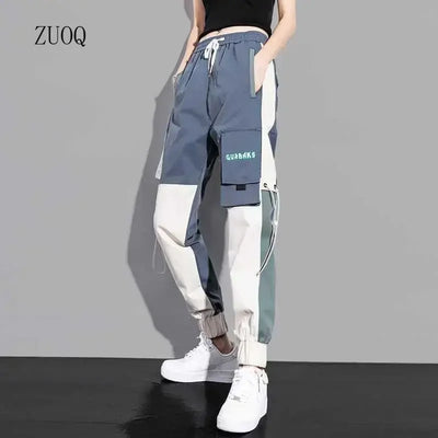 New Big Pockets Cargo Pants Women Ankle-length High Waist Drawstring Loose Streetwear Hip Hop Versatile Joggers Trousers Female