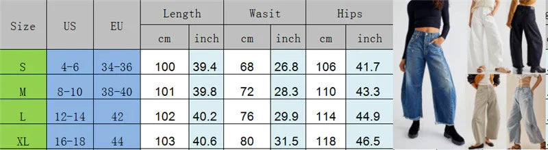 Imcute Women Casual Wide Leg Baggy Denim Pants Mid Waist Boyfriend Loose Jeans Y2k Vintage Barrel Jeans Streetwear