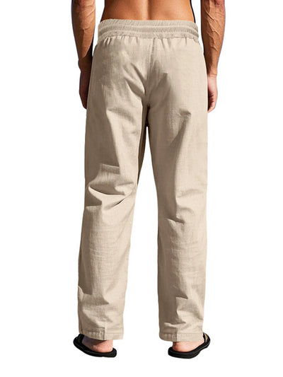Men's Casual Trousers 2025 Spring/Summer New Man Large Size white Straight trousers Solid Beach black Fitness Pants S-XXXL