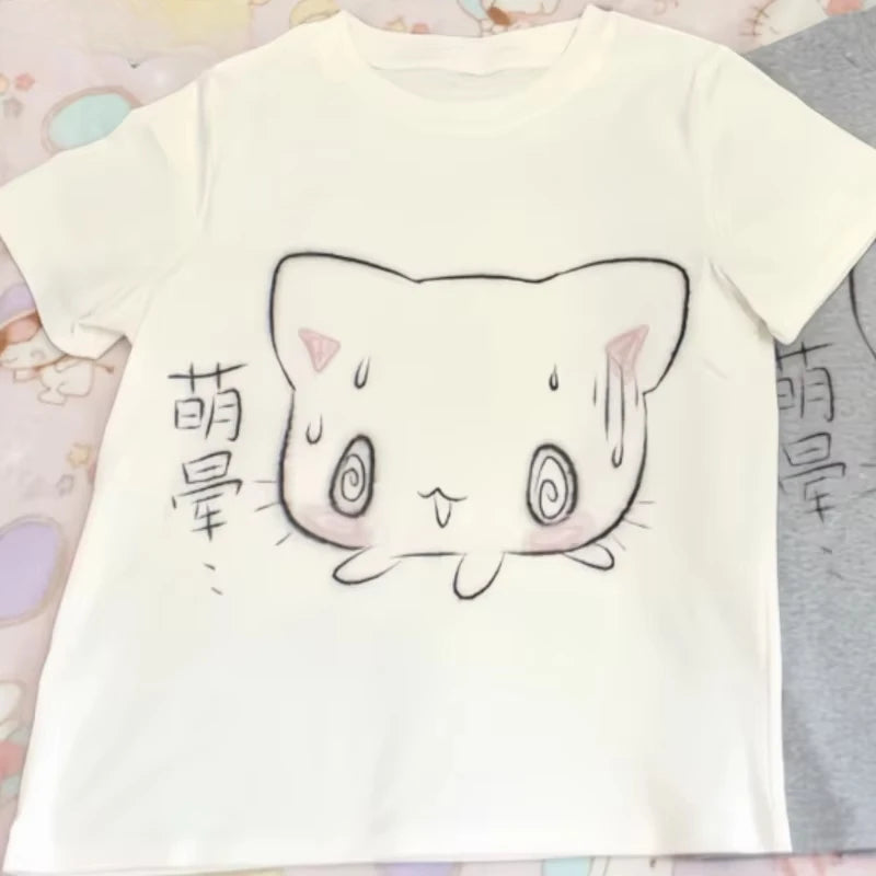 Japanese Oversized T Shirt Women Clothing Short Sleeve O-neck Cute Tees Fashion Casual Summer Tshirts Anime Print Y2k T-shirts