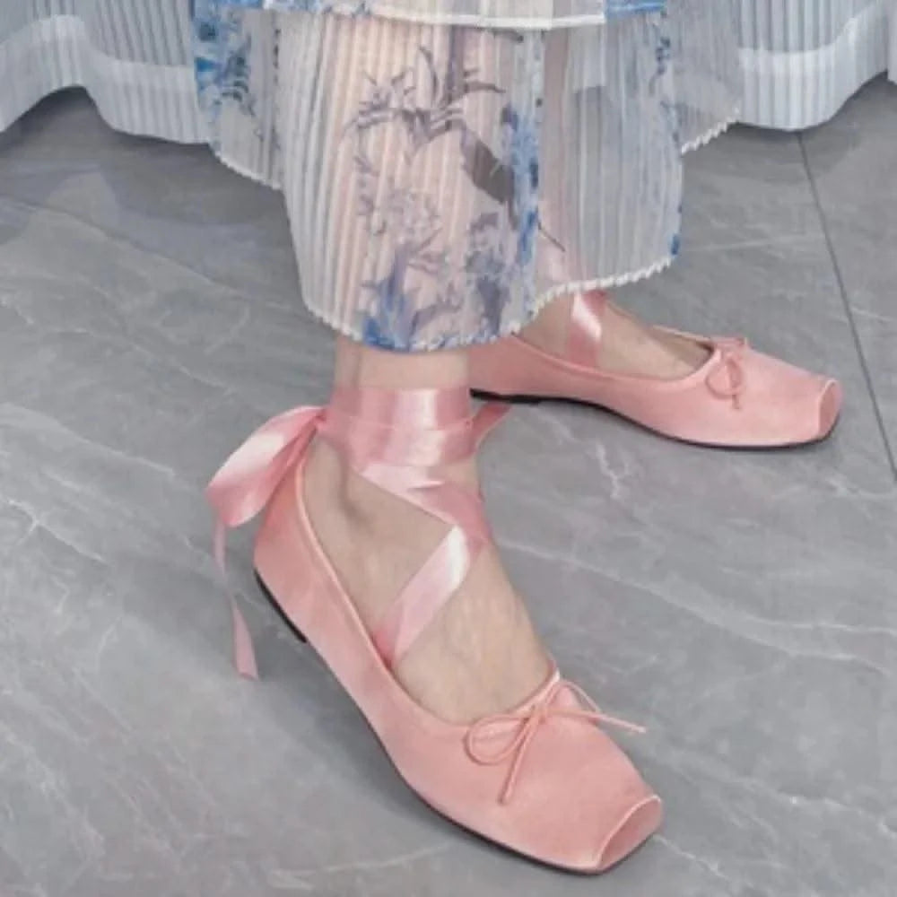 Women's Ballet Flats Shoes Autumn Strap Flat Shoes Women Pink