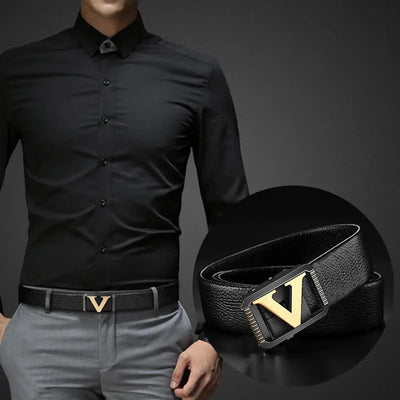 Men's Designer High quality Genuine Leather Belts Letter 'V' | Classic Exquisite Waist Strap