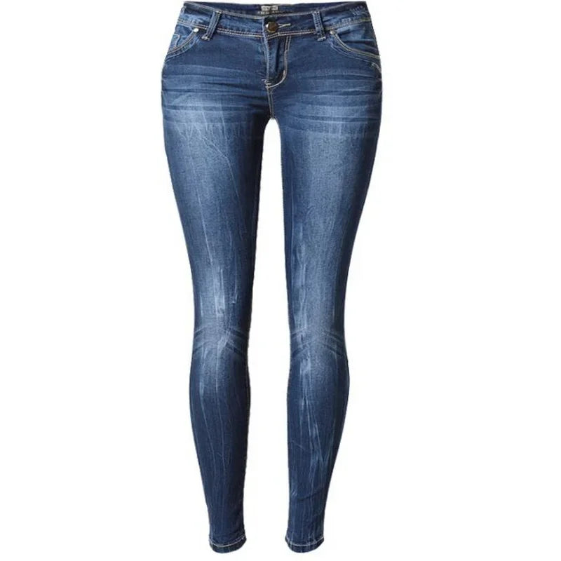 Women's Tight Denim Pencil Pants, Low Waisted Jeans, Tied Dyeing Women Jeans