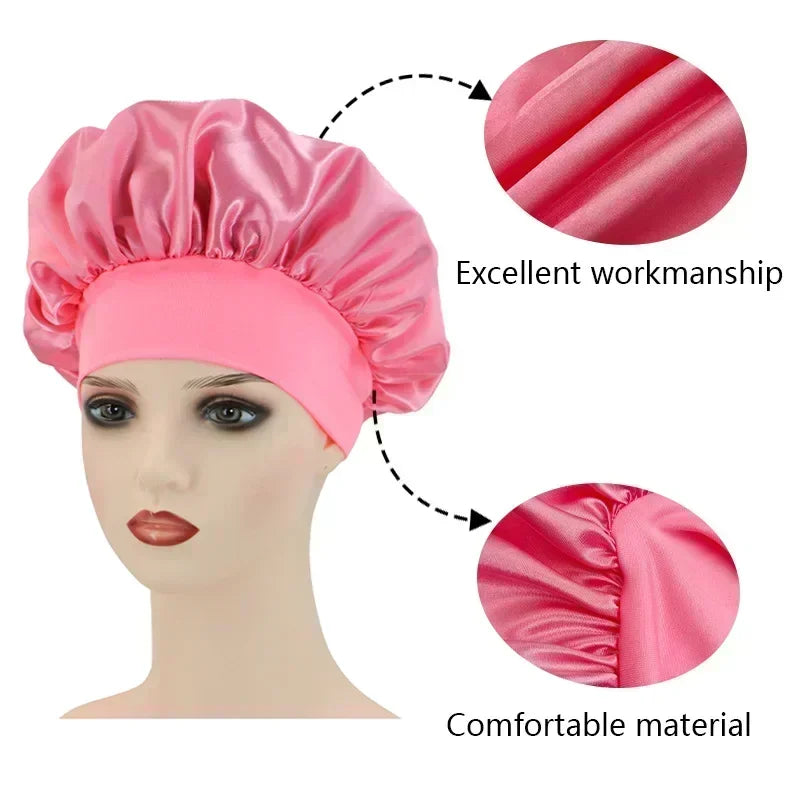 Women's Silk Bonnet for Sleeping Double-layer Adjustable Hood Capbath Cap Chemotherapy Cap Styling Cap Hair Wrapping Tool