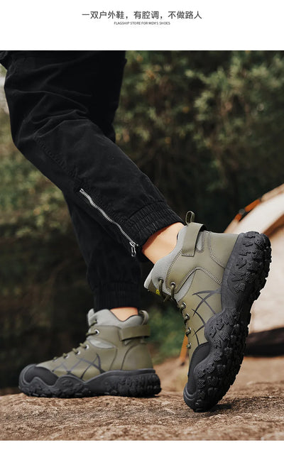 2025 Outdoor Men's Boots Hiking Shoes for Men Outdoor Boots Warm Leather Climbing Mens Shoes Waterproof Non-slip Men Ankle Boots