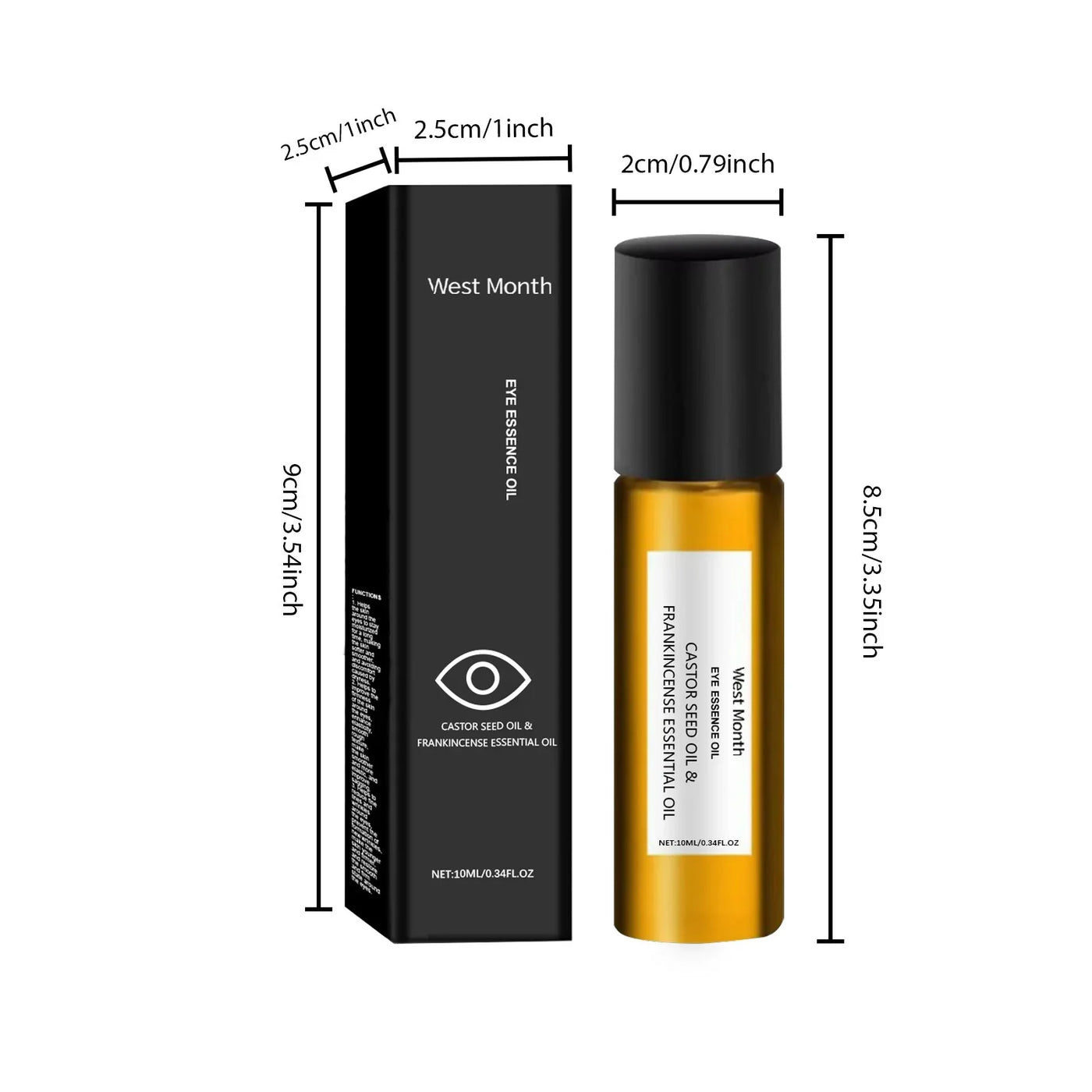 Castor Essential Oil Eye Roller Ball Reduce Fine Lines Removes Dark Circles Moisturizing Tightening Eyes Skin Firming Eye Care
