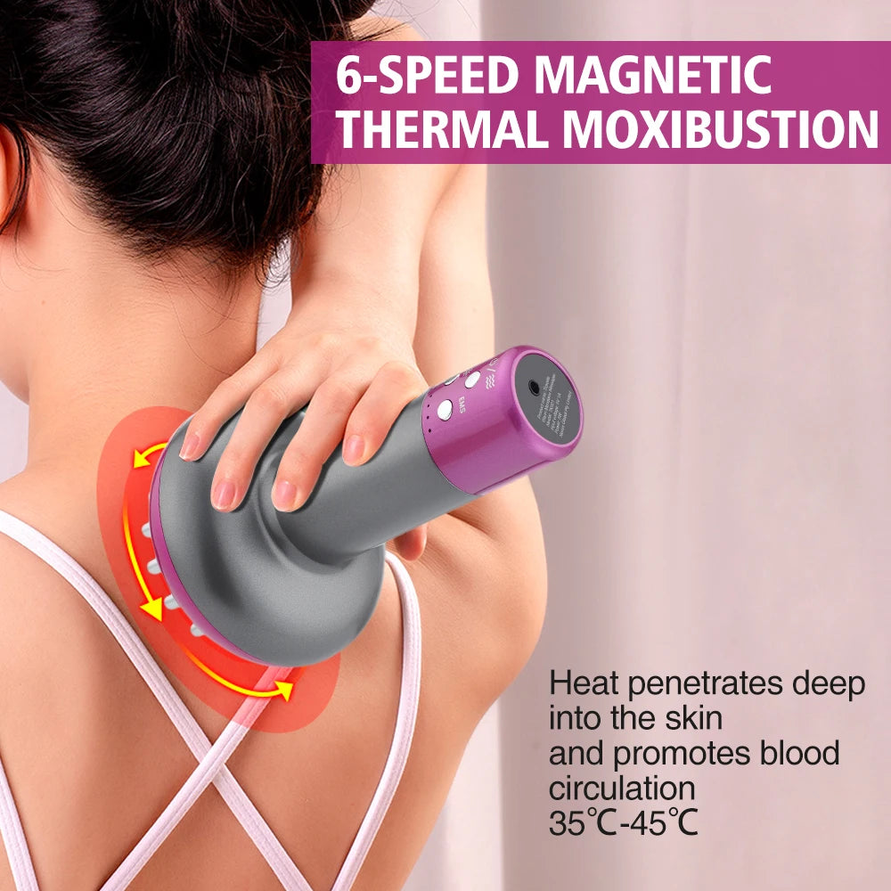 Wireless Guasha Massager Body Shaping Heating Meridian Scraping Brush Lymphatic Drainage Machine Fat Burner Rechargeable