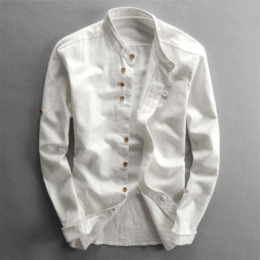 Plus Size 6XL 7XL Men's Casual Cotton Linen Shirt Formal Retro Long Sleeve Soft Loose Shirts Male Oversized Clothing Shirts Tops