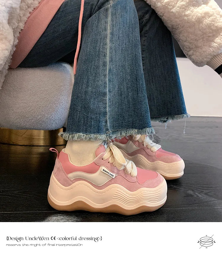 Women New Fashion Sneakers Autumn Casual Brand Shoes Woman Thick Soled Canvas Platform Designer Women Light Flat Versatile Shoes