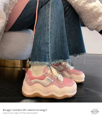 Women New Fashion Sneakers Autumn Casual Brand Shoes Woman Thick Soled Canvas Platform Designer Women Light Flat Versatile Shoes