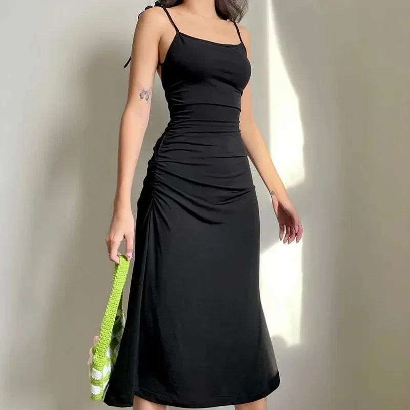 2024 Summer Dresses For Women Sexy Bodycon Elegant Satin Slip Sleeveless Backless Outfits Ladies Birthday Party Club Sundress