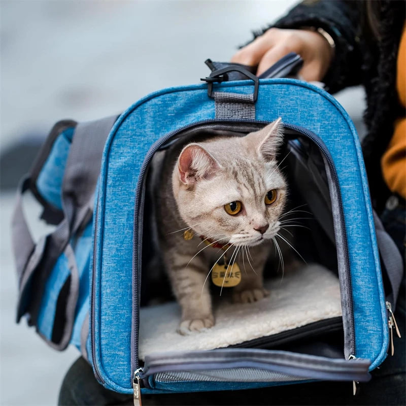 1 PCS Portable Wheeled Pet Carrier For 2 Large Cats Double Compartment Rolling Cat Travel Carrier For Two Pets