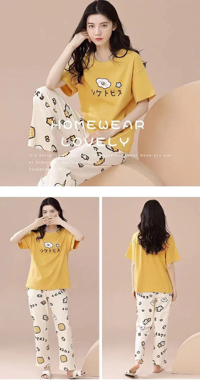 Women's New Pajamas Loungewear Set Women's Spring Summer Loungewear Can Be Worn Outside Plus Size Loose Casual Loungewear