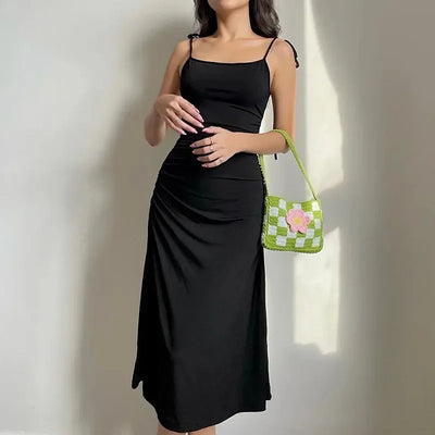 2024 Summer Dresses For Women Sexy Bodycon Elegant Satin Slip Sleeveless Backless Outfits Ladies Birthday Party Club Sundress