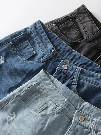 Women Denim Shorts Ripped Wide Leg Black High Waist Short Jeans Straight Leg Blue Denim Shorts For Women Summer Jean Shorts